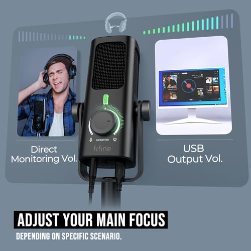 FIFINE AmpliTank PROFILE3 USB Condenser Microphone for Studio Podcast | Desktop Computer Recording Mic, Monitor Mix, Volume Control, Low-Cut Switch, Metal Built for Streaming Music Creation Vocal