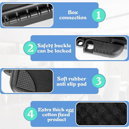 14.1" x 10.6" x 3.5"Customizable Foam Hard-Shell Portable Case | Portable Case with Pre-cut Foam Interior, Suitable for Storing Electronics, Microphones, Cameras, and Equipment, etc - size: 14"
