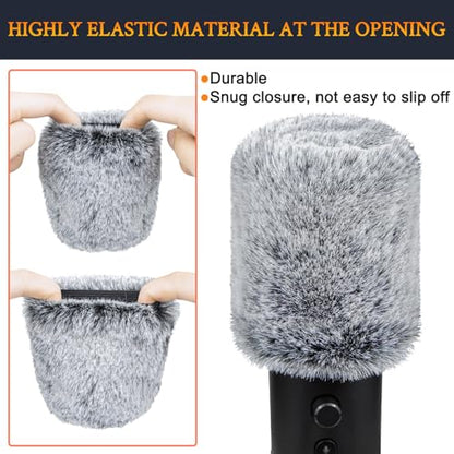 SOULWIT Microphone Furry Windscreen for Razer Seiren X, Wind Muff Pop Filter Mic Cover - Gray