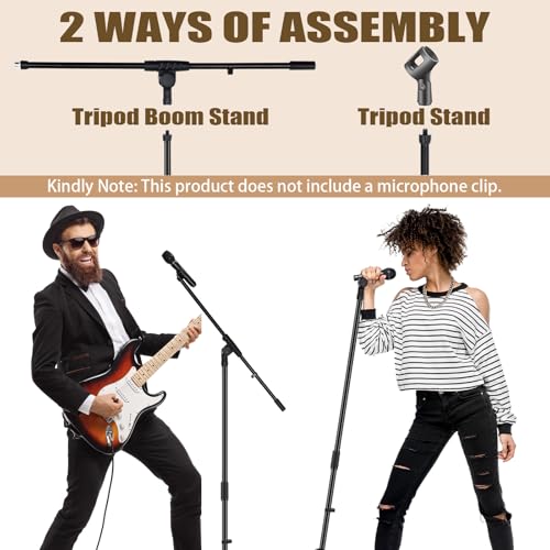 Tellegloww 1 Pcs Mic Stand Tripod Boom Adjustable Height 75 Inches