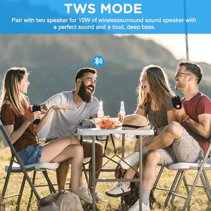 Bluetooth Speaker Wireless Portable Speaker, Mini Speaker Powerful Crystal Clear Sound Ipx4 Waterproof Bluetooth 5.0 TWS Paring Aux & Tf-Card Input for Home Party Beach Outdoor