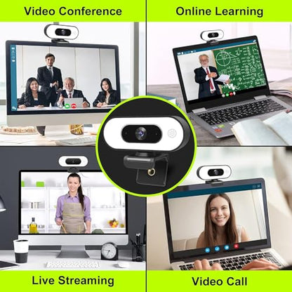 ToLuLu 1080P Full HD Webcam with Ring Light Microphone Streaming Web Camera | for PC Mac Laptop Desktop, USB Computer Webcam with Privacy Cover and Tripod for Zoom Meeting Skype Teams Twitch - style: Webcam with Light & Cover & Tripod