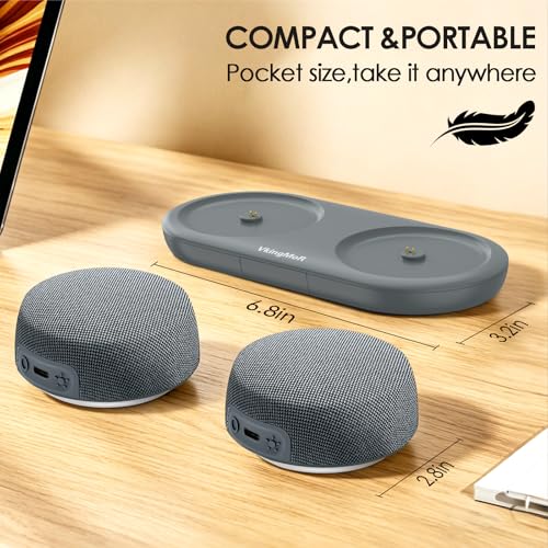 Dual Bluetooth Speaker Set with TWS & Magnetic Base Wireless Speakers - color: Gray