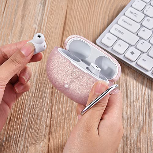 AIRSPO Silicone Case Compatible with Beats Studio Buds Case 2021 Soft Protective Cover for Beats Wireless Earbuds with Keychain (Glittery Rose Gold) - color: Glittery Rose Gold