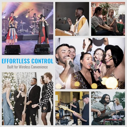 Phenyx Pro 8-Ch UHF Metal Dynamic Wireless Microphone System PTU-4200-8H | 8 Handheld Mics, 8 x 20 Frequencies, 200 ft Range, Karaoke, Church Services, DJ Sets