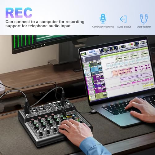 USB interface Audio 7 Channel Mixer With Effects 88 Dsp Digital DJ Mixing Board Bluetooth Music Player 48v Line For Condenser Mic Audio Mixer to PC/Phone For Karaoke Record Livestream