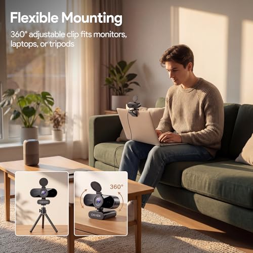 1080P Webcam with Microphone Noise Reduction Auto Exposure | 90°FOV Wide Angle Privacy Cover,USB-A to C Adapter,Plug & Play Streaming Camera for PC/Mac/Switch 2,Zoom/Teams/Skype/Meetings - size: 1080p