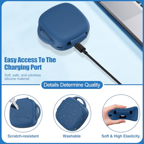 Silicone Case for Raycon Essential Open Earbuds [Dark Blue], with Carabiner All-Round Protection Scratch-Resistant Washable Soft Skin Wireless Open Ear Headphones Ultra-Lightweight Cover - color: Blue