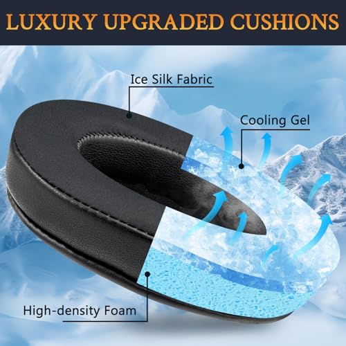 SOULWIT Replacement Earpads for Mpow 059/059 Lite/H5 Headphones, Ear Pads Cushions with Ice Silk Fabric, Noise Isolation Foam - Black