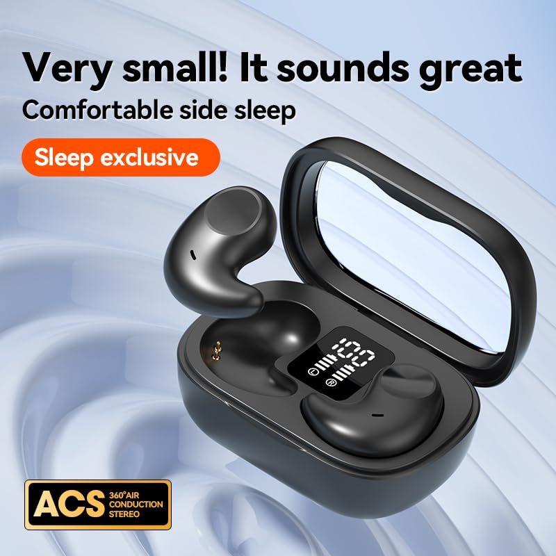 Piluyaa Sleep Earbuds Bluetooth in Ear Light-Weight Headphones, Mini Invisible Earplugs Small Design for Side Sleepers, 58H Playtime with Charging Case, Clear Calls& Noise Block-Black - color: BLACK
