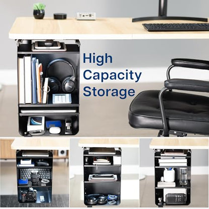 VIVO Under Desk Storage Cabinet, High Capacity Shelving Unit with Height Adjustable Shelves, Holds 44 lbs, Black, DESK-SC01