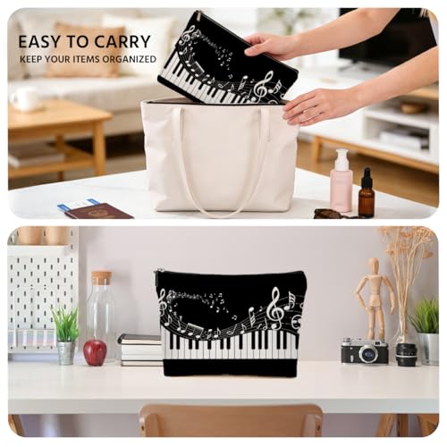 JIUWEIHU Piano Keys Makeup Bag, Musical Cosmetic Bags Travel Organizer Bag | Zipper Pouch, Christmas Birthday Gifts for Pianist Music Lover Women Friend Colleague Sister - color: Multicolor 0063