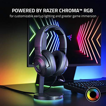 Razer Kraken V3 X Gaming Headset for PC, 7.1 Surround Sound, Black | TriForce 40mm Drivers, HyperClear Bendable Cardioid Mic, Chroma RGB Lighting