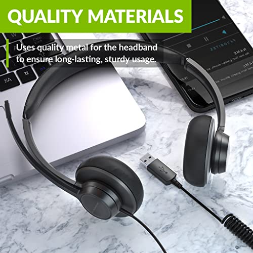 Avantree Dulcet Pro - Wired Headset with ENC Noise Cancelling Microphone, USB-A Connectivity, in-line Controls for Volume & Mic Mute, Adjustable Boom Mic for PC Computer Laptop