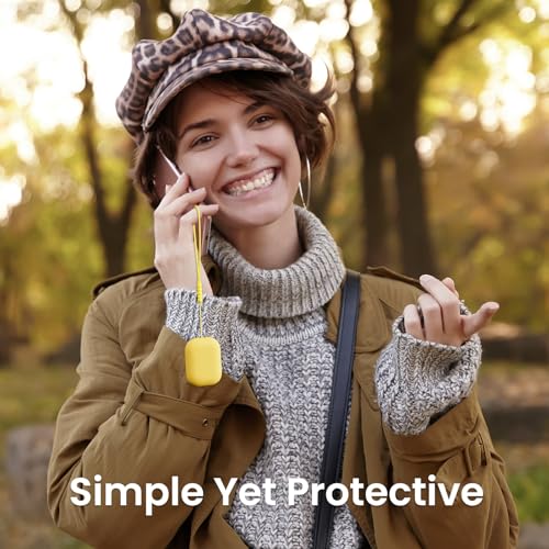 ORNARTO for AirPods Pro 2 Case, Hybrid Silicone, Yellow | Hybrid Silicone Rubber, Front LED Visible, Wireless Charging, Skin-Friendly Soft Touch, Anti-Scratch, Detachable Lanyard - color: Yellow