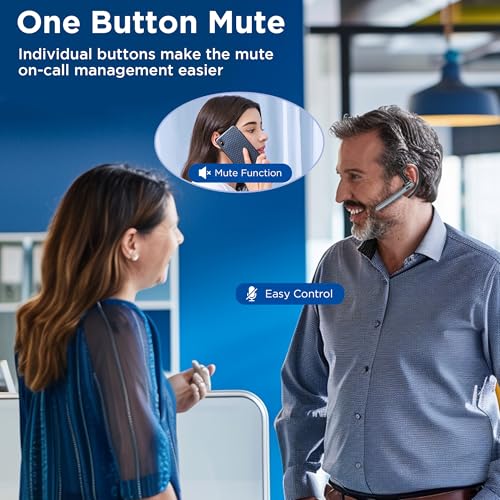 Bluetooth Headset V5.3, Wireless Bluetooth Earpiece with 600mAh Charging Case, 110H Playtime, Hands Free Headset for Cell Phone and Computer with Built-in Microphone for Work Trucker Office