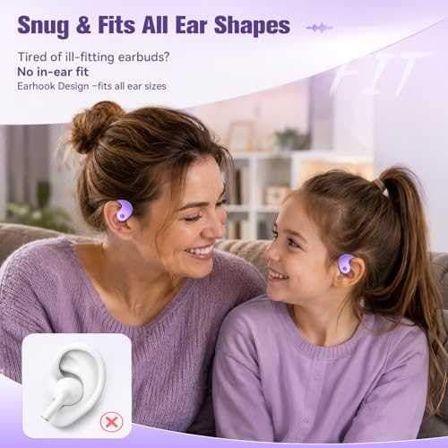 Xmenha Over The Ear Earbuds Open Ear Headphones Over The Ear Headphones | Over Ear Earbuds Air Bone Conduction Earbuds Earphones Air Bone Conducting Conduction Headphones Bluetooth - color: Purple, style: Normal