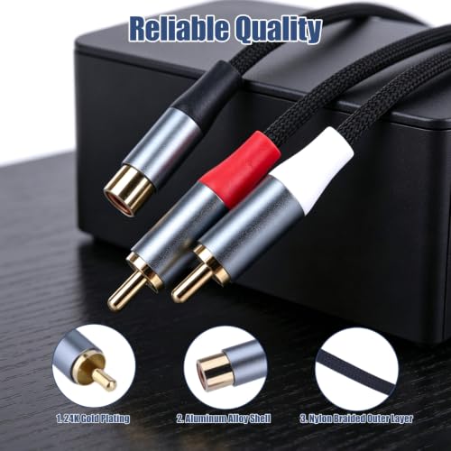 3.5mm Female to 2 RCA Male Audio Cable