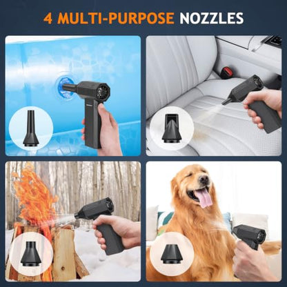 Compressed Air Duster - 130000RPM Powerful Electric Air Duster, 3 Gear Adjustable Cordless Air Blower, Rechargeable Dust Cleaner for Keyboard, Computer, Home, Outdoor, Car