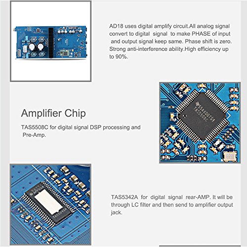 S.M.S.L AD18 Audio HiFi Stereo Amplifier with Bluetooth 4.2 Supports Apt-X,USB DSP Full Digital Power Amplifier 2.1 Small 80Wx2 Class D Amplifier with Subwoofer Output | 2.1 Subwoofer Supports Apt-X USB DSP 80Wx2 Audio HiFi Class D Amplifier Bass and Treb