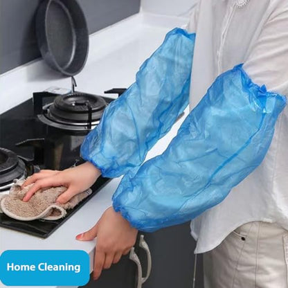 Disposable Oversleeves Covers, 200PCS Plastic Arm Sleeves Covers for Painting Repairing Cleaning Tattooing - Blue - color: Blue