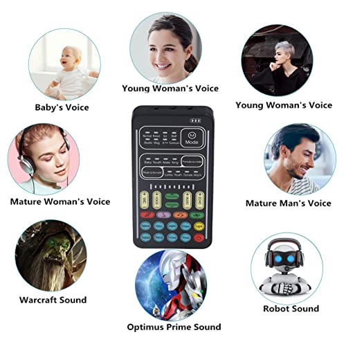 Voice Changer, Voice Changer Device Handheld Sound Card 8 Fixed Sound Effects Plug and Play, Gaming Recording, for Mobile Phone Computer