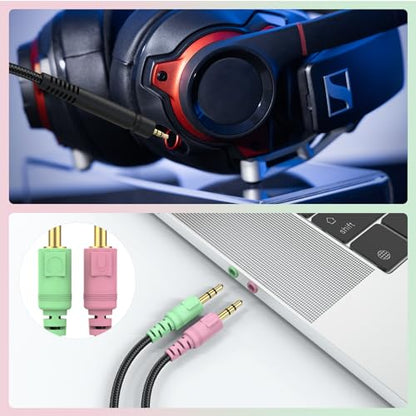 GSP 600 Cable for Sennheiser GAME ONE, GAME ZERO, PC 373D, GSP 670, GSP 500 | for GSP 350 Gaming Headset, PC, PS4, 6.6ft