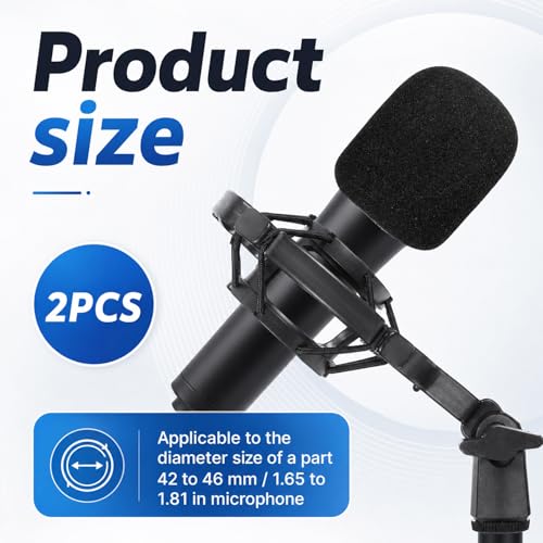 Microphone Shock Mount with Pop Filter Anti-Vibration Suspension Shockmount Holder Clip Universal Anti-Vibration Mic Holder Mic Clip Holders for 42~46mm/1.65~1.81in Diameter Studio Condenser Mics