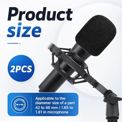 Microphone Shock Mount with Pop Filter Anti-Vibration Suspension Shockmount Holder Clip Universal Anti-Vibration Mic Holder Mic Clip Holders for 42~46mm/1.65~1.81in Diameter Studio Condenser Mics