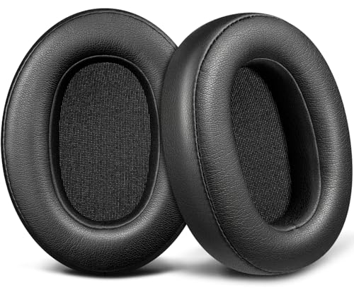 SOULWIT Replacement Earpads for KVIDIO WH201A Bluetooth Over Ear Headphones, Ear Pads Cushions with Soft Protein Leather, High Density Foam - Black