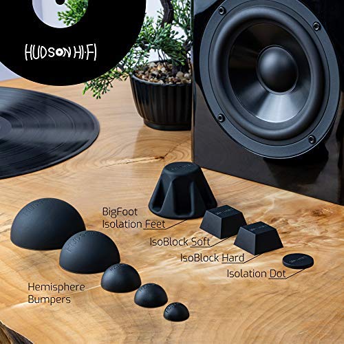 Hudson Hi-Fi Speaker Isolation Feet (4-Pack, 2") – Adhesive Silicone Anti-Vibration Pads for Speakers, Turntables, Subwoofers & Amplifiers, Supports 30-50 lbs Per Pad