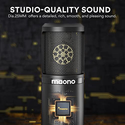 MAONO Condenser Microphone with 25mm Large Diaphragm, Professional Cardioid Studio Condenser Recording Mic with 3.5mm XLR for podcasting, Streaming, Singing, Vocal, Home-Studio (AU-PM325T)