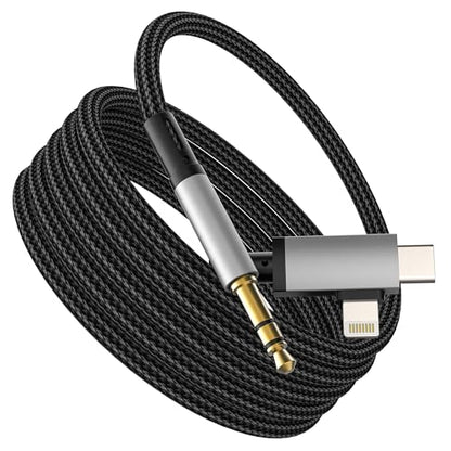 Aux to USB C Lightning Male for iPhone 17 16 15 14 13 Pro Max (1M) 3.5mm Audio Female Cord Headphone Jack Adapter Cable Car Plug Splitter Compatible with Samsung S25 for Ipad 10 Port Dongle