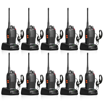 777S 10 Pack walkie talkies Rechargeable Long Range for Adults with Earpieces and Li-ion Battery,Two Way radios has VOX/TOT/Emergency Alarm/Battery Low Alert/Flashlight/Scan Function - style: 777S10-pack