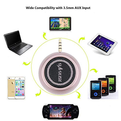Mini Portable Speaker with 3.5mm Aux Input Jack, 3W Mobile Phone Line-in Speaker for iPhone iPad iPod Tablet Cell Phones, Gifting for Girls/Kids, Rose Gold