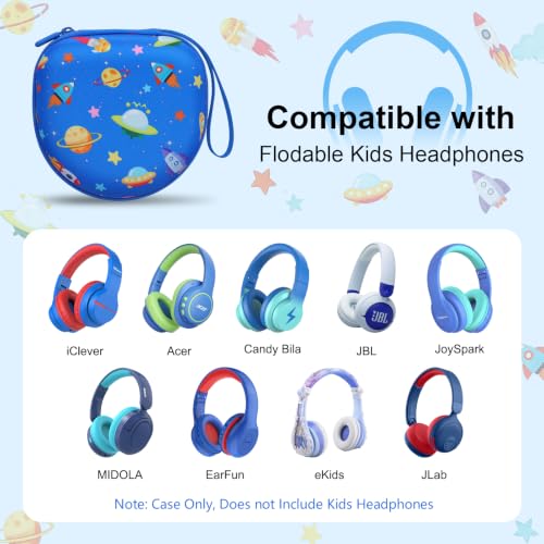 Kids Headphone Case for iClever/Acer/JBL, Space Blue(Case Only) | for iClever BTH12 HS19 BTH22 BTH20 BTH18 BTH26/JBL Junior 320/MIDOLA/JoySpark/eKids/ ADOOPE/JLab Girls Boy Kids Headphone - color: Space Print-Blue