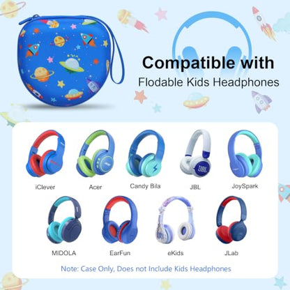 Kids Headphone Case for iClever/Acer/JBL, Space Blue(Case Only) | for iClever BTH12 HS19 BTH22 BTH20 BTH18 BTH26/JBL Junior 320/MIDOLA/JoySpark/eKids/ ADOOPE/JLab Girls Boy Kids Headphone - color: Space Print-Blue