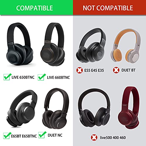 Defean Earpads for JBL E65/Live 650BTNC/660NC Headphones (Gray) | Also for JBL E65/ Duet NC/Live 660/770 /780BTNC,Replacement Ear Cushions with Softer Leather, Noise Isolation Foam - color: Gray