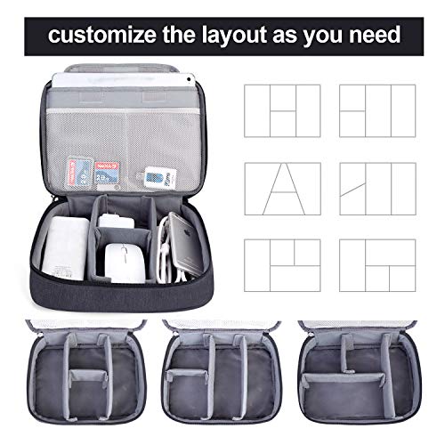 BUBM Electronic Organizer, Double Layer Travel Gear Bag for Cables, Plugs, Flash Hard Drive, Power Bank and More--a Sleeve Pouch for iPad (Large, Black) | Travel Gadget Storage Bag for Cables, Plugs, Flash Hard Drive, Power Bank and More--a Sleeve Pouch f