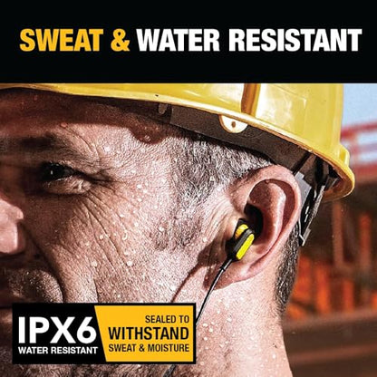 DEWALT Bluetooth Neckband Headphones Protective Case Sets | Wireless Earbuds w/ 30H Playtime, Noise Isolation, IPX6 Jobsite-Ready, EVA Shockproof Water-Resistant Storage Bag Bundle