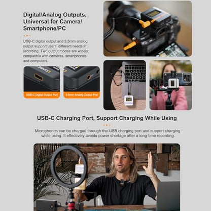 COMICA Vimo Q Four-Channel Mini Wireless Lavalier Microphone System | with 4 Transmitters and 1 Receiver 1 Charging Case for Phone Video Recording Interview Youtubers Vloggers