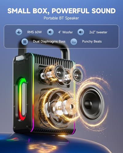 Moukey MPS5 Portable Karaoke Machine, 200W Peak Power Rechargeable Speaker with 2 Wireless Microphones& Strap, Support BT 5.3/REC/AUX/MP3/USB/TF, for Home/Party/Outdoor/Adults/Kids