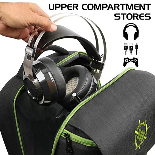 ENHANCE Console Gaming Backpack Compatible with Xbox Series X , Series S - Series X Carrying Case with Compartments for Controllers, Games & Accessories - Headset Storage , Zippered Pockets