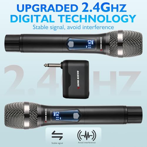 Karaoke Wireless Microphones for Singing with Auto 2.4GHz Stable Reception