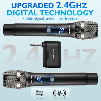 Karaoke Wireless Microphones for Singing with Auto 2.4GHz Stable Reception