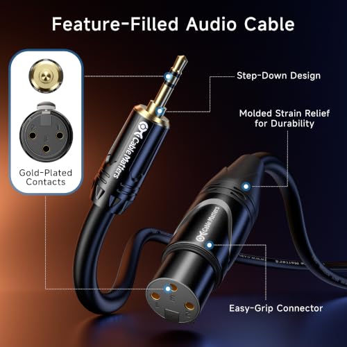 Cable Matters Unbalanced 3.5mm to XLR Cable, Male to Female, 6ft - size: 6 ft