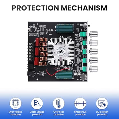 ZK-HT21 Bluetooth Amplifier Board 160W×2+220W Subwoofer 2.1 Channel | Audio Amplifier Bluetooth Module with Treble and Bass Control,AUX/Bluetooth/USB Inputs for Passive Speakers