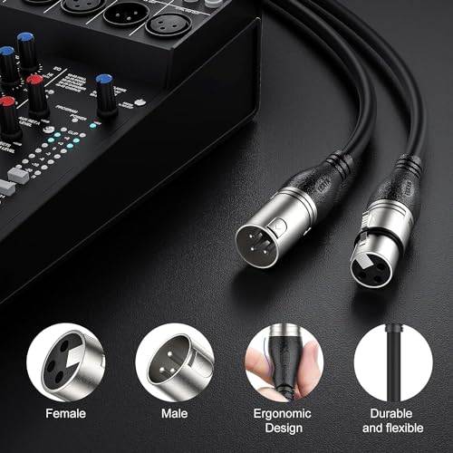 EBXYA XLR Cable 15ft 4 Packs Microphone Cable with 3-Pin XLR Male to Female | Balanced, Professional Shielded, for Mic, Mixer, Speaker Systems, Radio Station and Podcast, Black - color: Black, size: 15 Feet-4 Pack