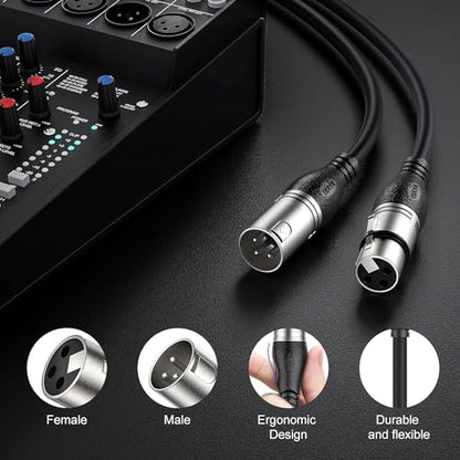 EBXYA XLR Cable 25ft 6 Packs Microphone Cable with 3-Pin XLR Male to Female | Balanced, Professional Shielded, for Mic, Mixer, Speaker Systems, Radio Station and Podcast, Black - color: Black, size: 25 Feet-6 Pack
