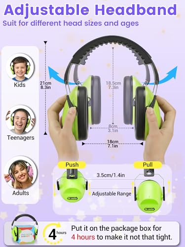 Dr.meter EM100 Kids Ear Protection Ear Muffs, Kids Noise Reduction Earmuffs | 27.4dB Noise Cancelling Headphones for Kids Adults, Adultsin Sensory Monster Jam Concerts Fireworks Study Airplane Reading - color: Pink+green